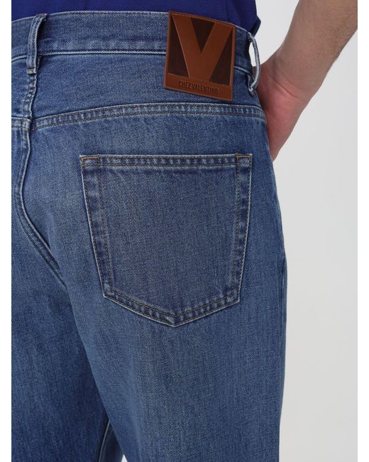 Valentino Blue Cotton Straight Leg Jeans for men