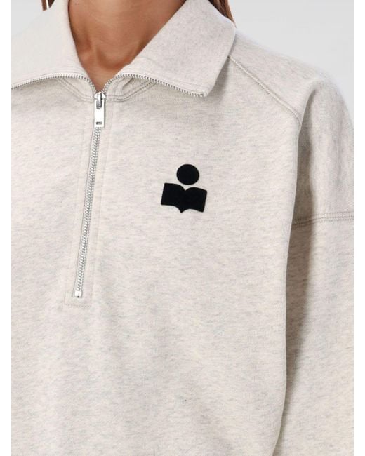 Felpa Con Zip E Logo di Isabel Marant in White