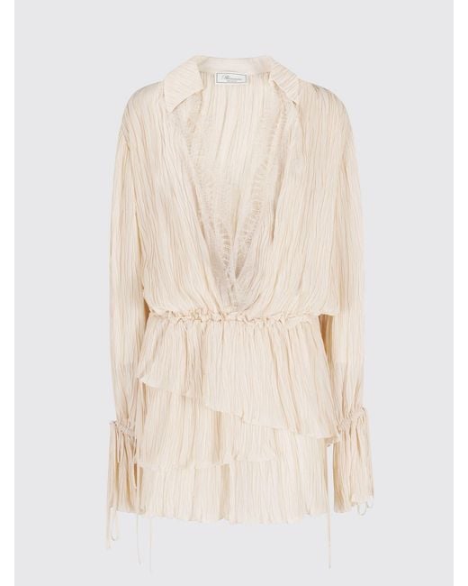 Blumarine Natural Mini Chiffon Dress