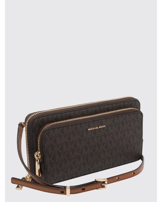 Michael Kors Gray Coated Cotton Jet Set Bag With Mk Monogram Print