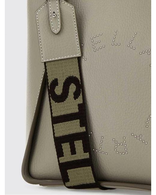 Stella McCartney Gray Grained Faux Leather Bag With Micro Brooch Logo