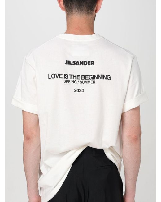 T-shirt con logo posteriore di Jil Sander in White da Uomo