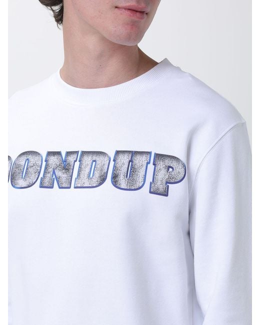 Dondup White Cotton Crew Neck Sweatshirt With Logo for men
