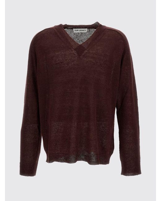 Our Legacy Brown Linen And Cotton Blend Pullover for men