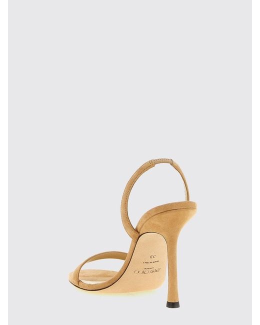 Jimmy Choo Natural Jenn Suede Slingback Sandals With A Round Toe And Stiletto Heel