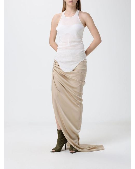 Rick Owens Natural Long Asymmetric Skirt