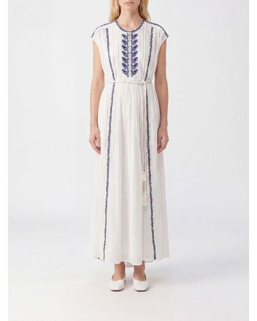 Isabel Marant White Liviane Embroidered Cotton Dress