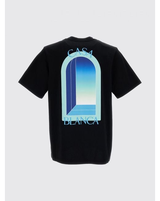 Casablanca Black Organic Cotton Crew Neck T-Shirt With Logo Print for men