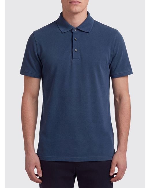 Fedeli Blue Basic Cotton Polo Shirt for men