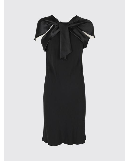 Alberta Ferretti Black Off-The-Shoulder Satin Sheath Midi Dress With Boat Neck