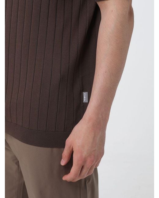 People Of Shibuya Brown Cotton Crew Neck Sweater for men