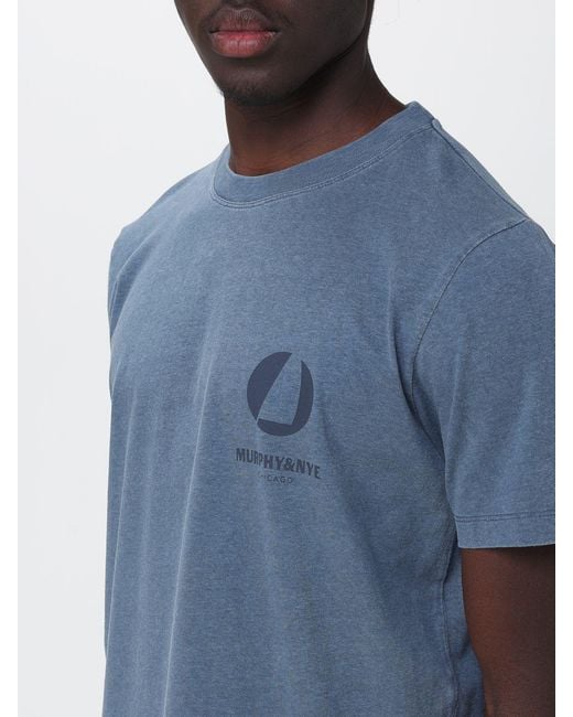Murphy & Nye Blue Crew-Neck Cotton T-Shirt With Contrast Back Logo for men