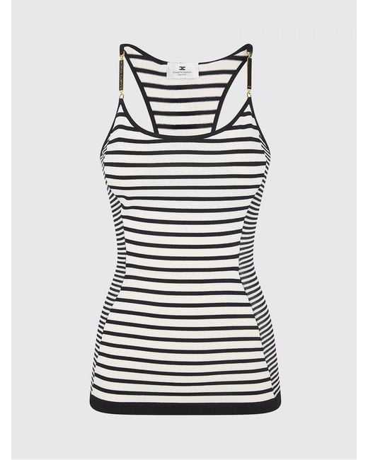 Elisabetta Franchi Blue Striped Viscose And Cotton Top