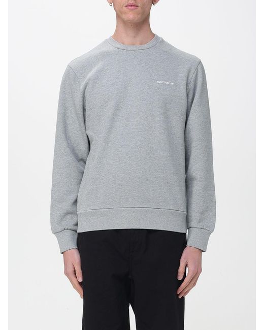 Carhartt Gray Cotton Crew Neck Logo Sweatshirt for men