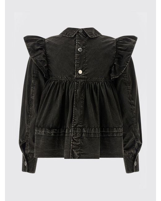 Ganni Black Organic Cotton Denim Blouse