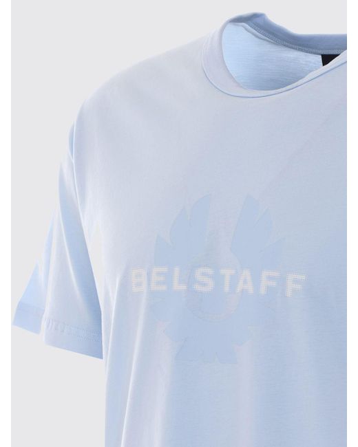 Belstaff Blue Surface Crew Neck T-Shirt With Logo for men