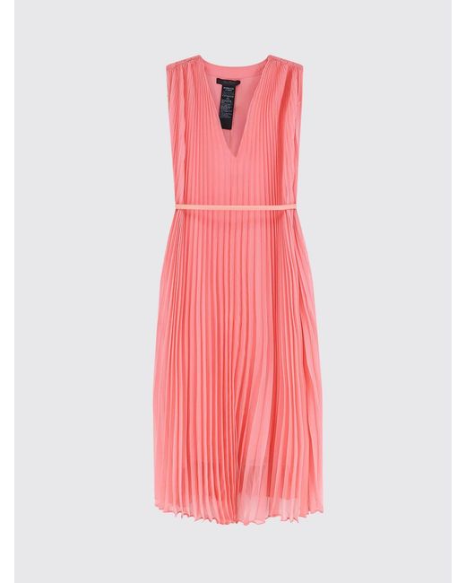 Max Mara Pink Pleated Dress With Belt