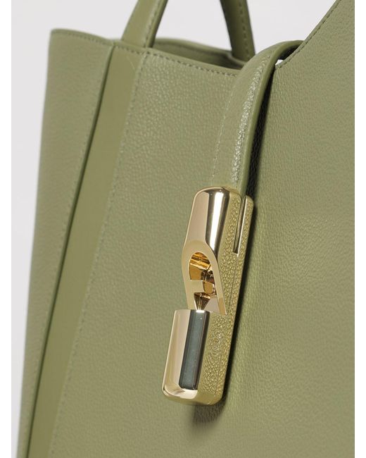 Furla Green Goccia L Grained Leather Tote Bag