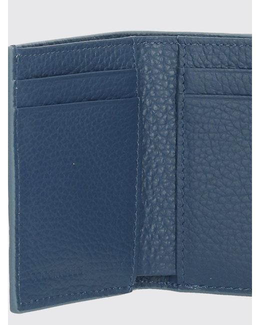 Coccinelle Blue Grained Leather Metallic Soft Wallet