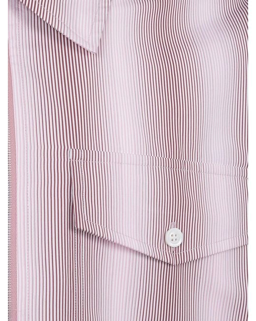 Dries Van Noten Pink Relaxed Fit Striped Cotton Shirt With Zip Closure for men
