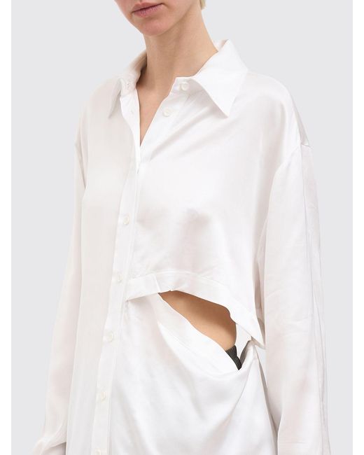 Andrea Ya'aqov White Viscose Cut-Out Shirt