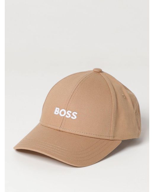 Cappello in cotone con logo ricamato di Boss in Natural