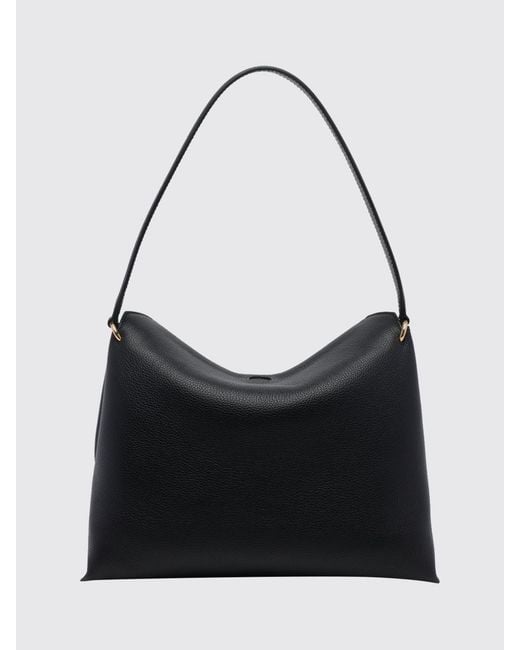 Wandler Black Penelope Small Calf Leather Shoulder Bag With Flap Closure