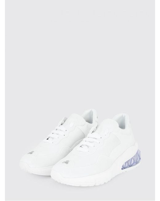 Philipp Plein White Low-Top Leather And Suede Trainers With Contrasting Rear Logo