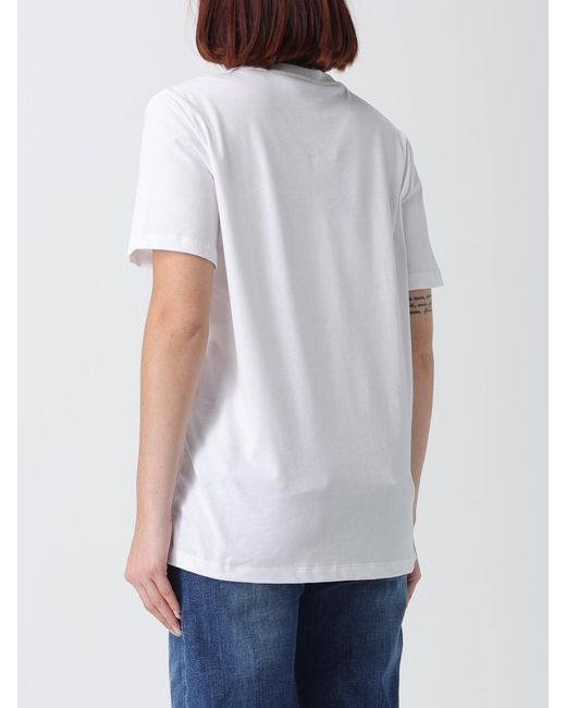 Elisabetta Franchi White Cotton T-Shirt With Applied Metallic Logo