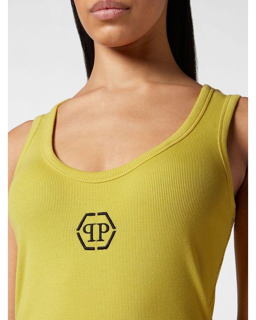 Philipp Plein Green Pp Cotton Blend Top