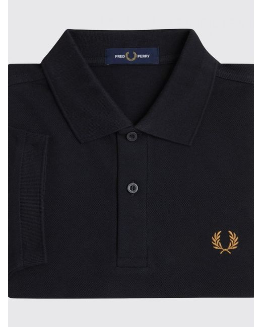Fred Perry Black Cotton Polo Shirt With Logo for men