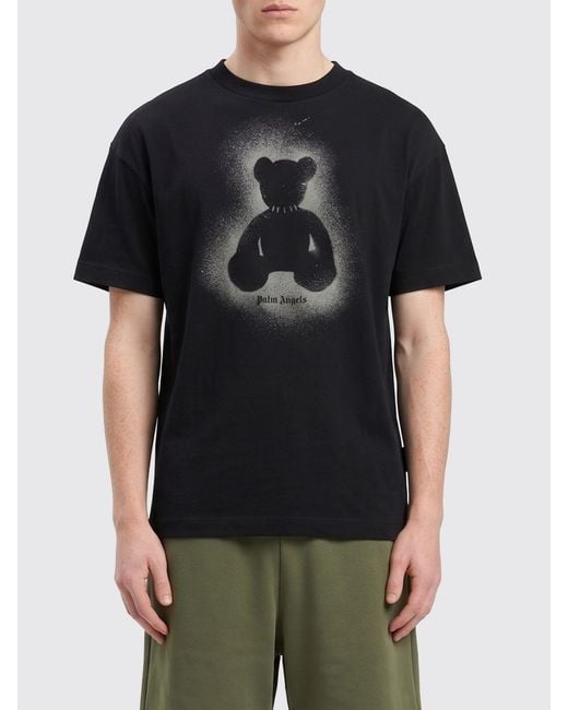 Palm Angels Black Printed Cotton T-Shirt for men