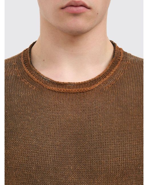 Avant Toi Brown Linen Crew-Neck Sweater for men