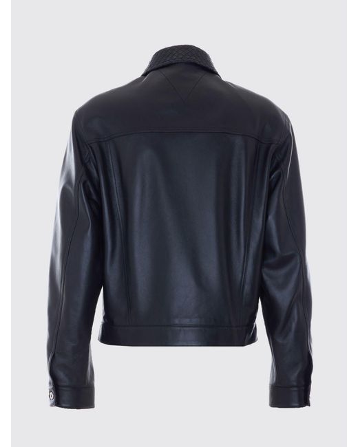 Bottega Veneta Black Leather Shirt Jacket for men