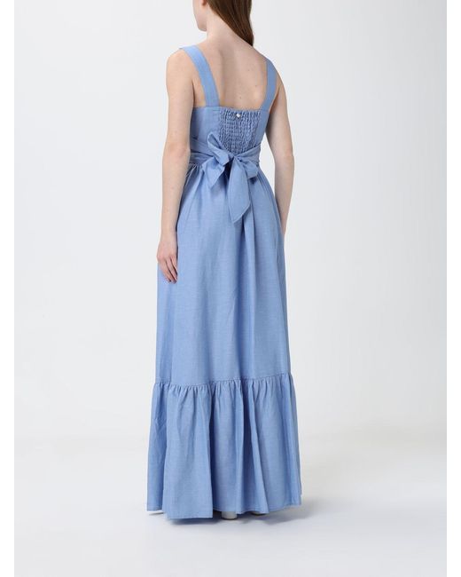 Liu Jo Blue Linen Blend Long Dress