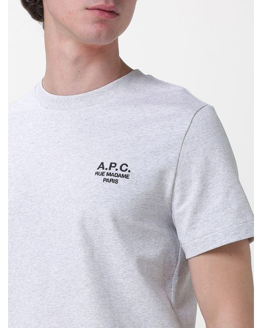 A.P.C. White Organic Cotton T-Shirt With Logo for men