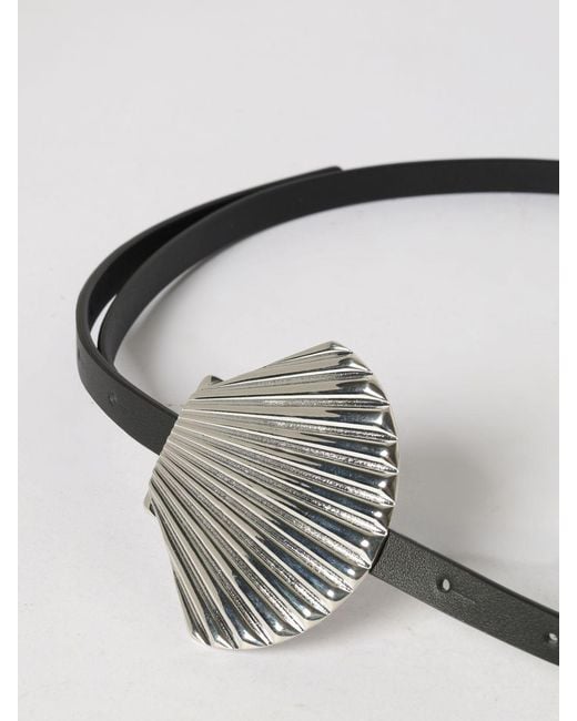 MEIMEIJ White Smooth Leather Belt With Seashell-Shaped Metal Buckle