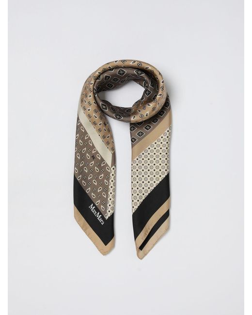 Max Mara Natural Mixed Print Silk Foulard