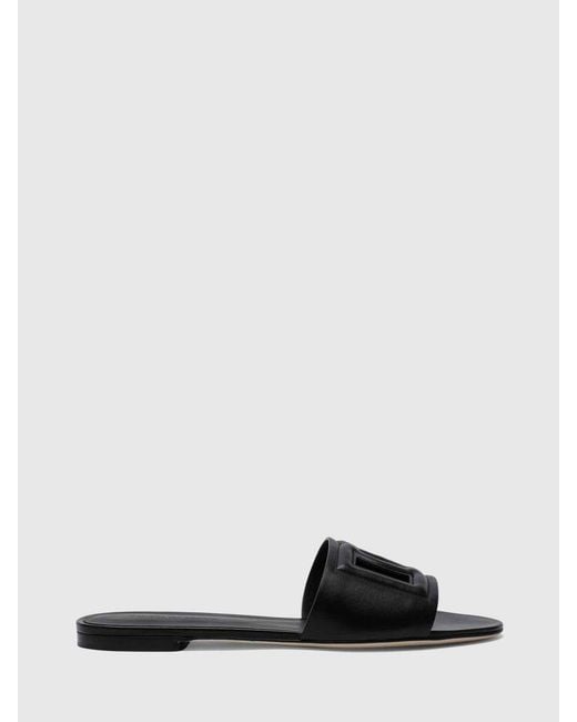 Dolce & Gabbana Black Dolce &Amp Gabbana Dg Leather Sandals