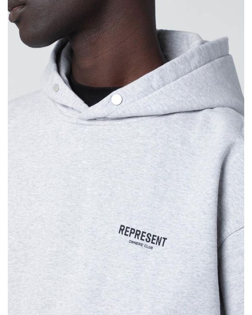 Represent White Oversized Cotton Hoodie With Logo for men
