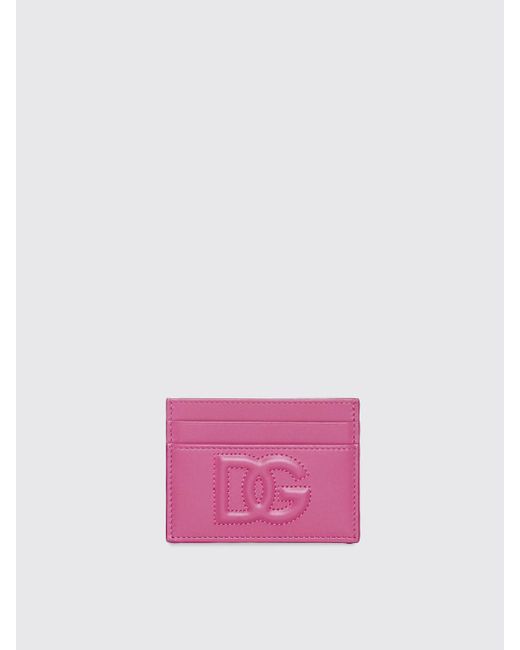 Portacarte di credito in pelle di Dolce & Gabbana in Pink
