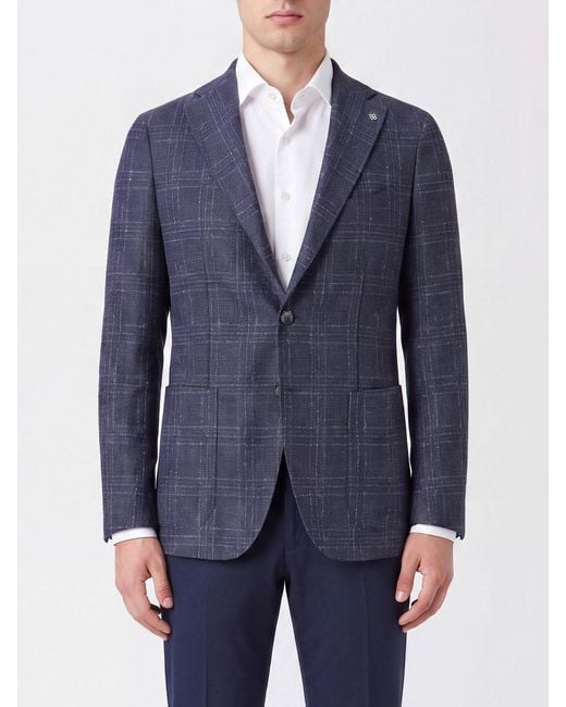 Tagliatore Blue Single-Breasted Virgin Wool Blazer With Lapels And Patch Pockets for men