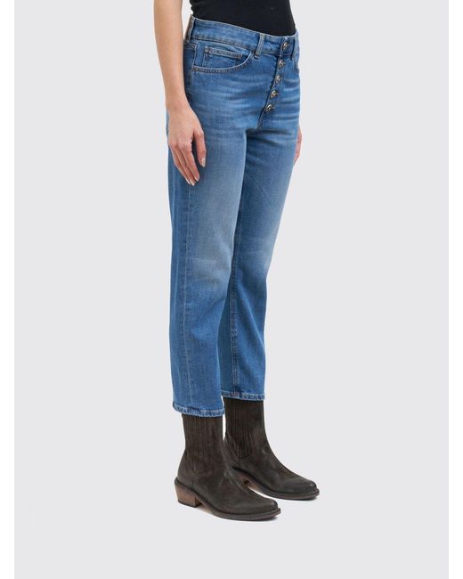 Vaqueros Koons De Corte Cropped En Denim Elástico Dondup de color Blue