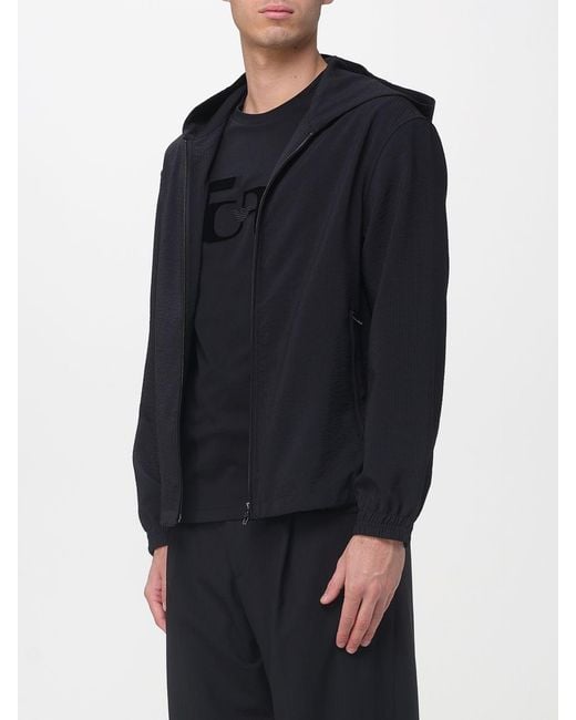 Emporio Armani Blue Polyester Windbreaker for men