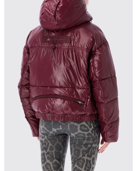 Adidas By Stella McCartney Red Short Hooded Puffer Jacket