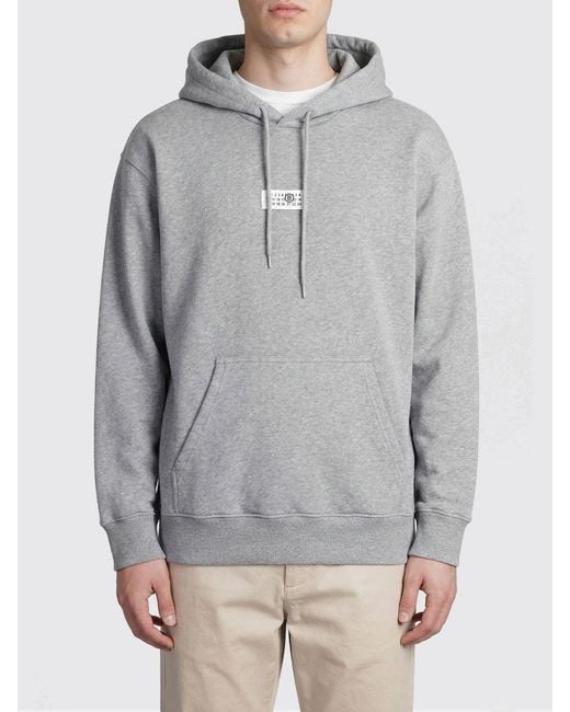 MM6 by Maison Margiela Gray Cotton Hooded Sweatshirt for men