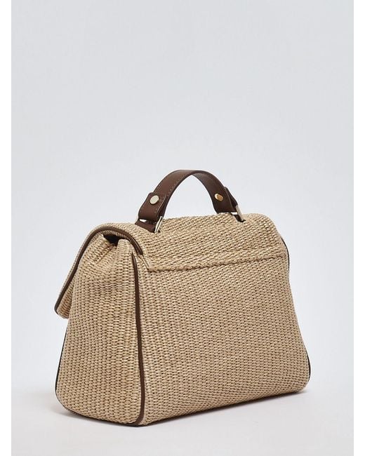 Orciani Natural Sveva Small Raffia Handbag With Removable Shoulder Strap