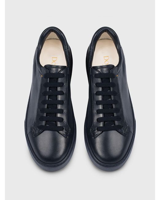 Doucal's Blue Leather Sneakers for men