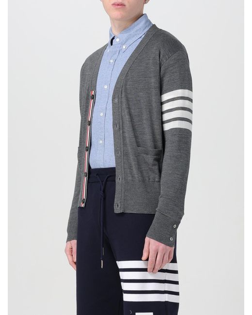 Thom Browne Gray Ribbed Wool Crewneck Sweater for men