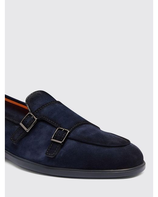 Santoni Blue Suede Monk Strap for men